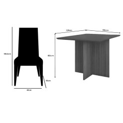 Mesa De Jantar Helo 120x90cm Em Linho Com 4 Cadeiras California Poliman Medidas