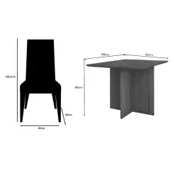 Mesa De Jantar Helo 90x90cm Em Veludo Com 4 Cadeiras California Poliman Medidas