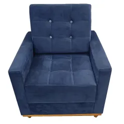 Poltrona Austria Em Veludo Com Almofada Solta Uniao Azul