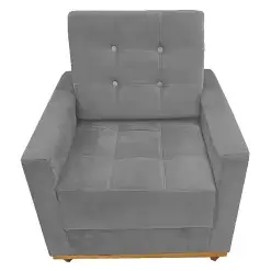 Poltrona Austria Em Veludo Com Almofada Solta Uniao Cinza