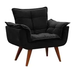 Poltrona Opalla Veludo Pes Palito My House Decor Preto