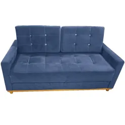 Sofa Austria 2 Lugares Em Veludo Com Almofadas Soltas 170cm Uniao Azul
