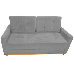 Sofa Austria 2 Lugares Em Veludo Com Almofadas Soltas 170cm Uniao Cinza