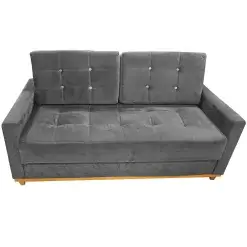 Sofa Austria 2 Lugares Em Veludo Com Almofadas Soltas 170cm Uniao Grafite