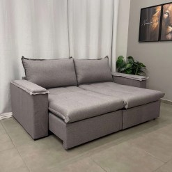 Sofa Cama Julia 4 Lugares Retratil Tecido Linho 220cm Foto Real