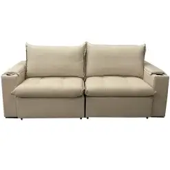 Sofa Cama Julia 4 Lugares Retratil Tecido Linho 220cm Zarat Bege