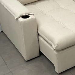 Sofa Cama Julia 4 Lugares Retratil Tecido Linho 220cm Zarat Detalhe