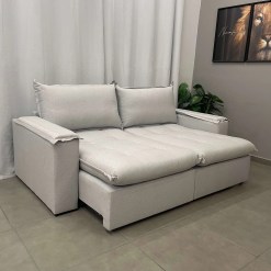 Sofa Cama Julia 4 Lugares Retratil Tecido Linho 220cm Zarat Foto Real