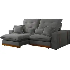 Sofa Toronto Em Linho 4 Lugares Retratil E Reclinavel 250cm Di Vitrine Cinza