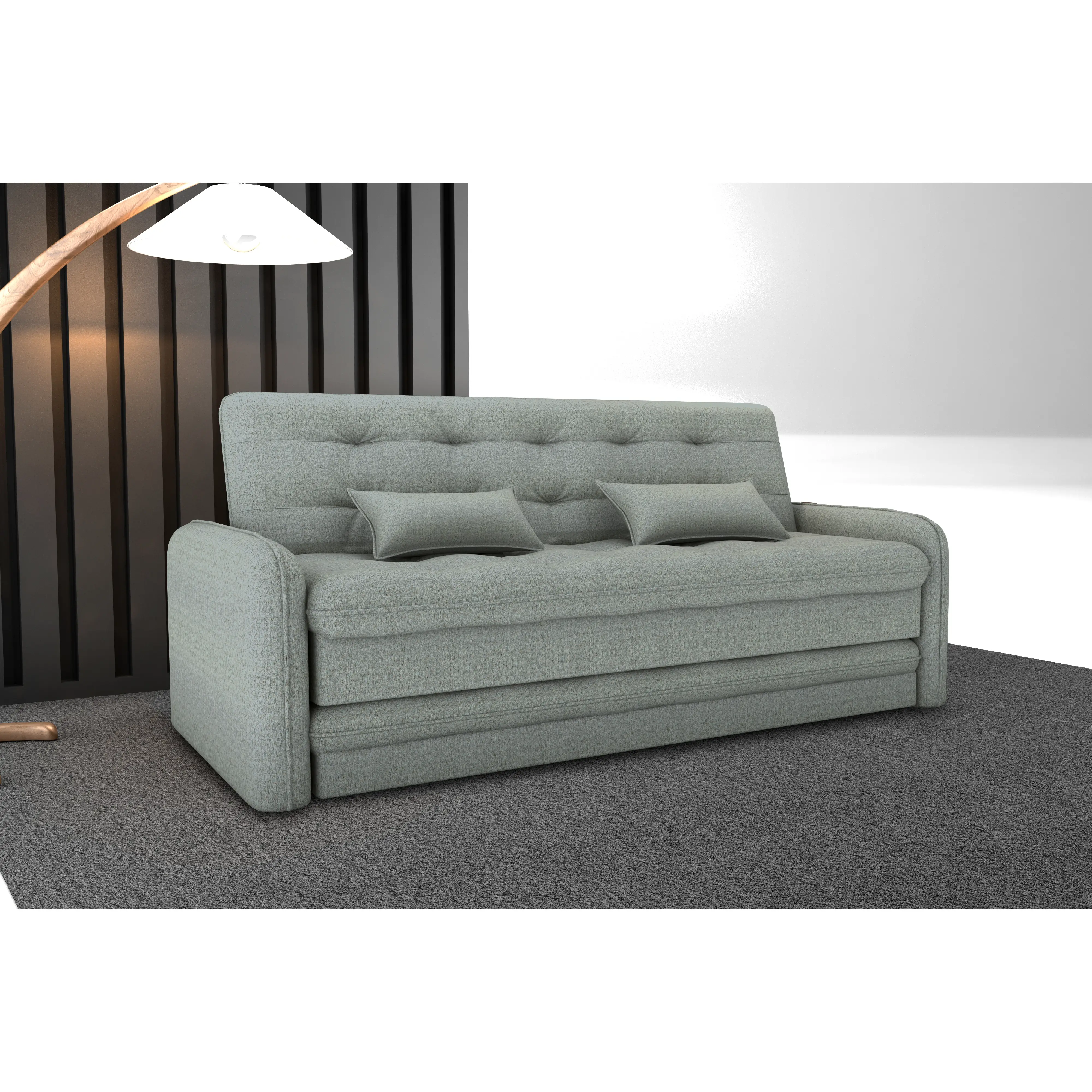 Sofa Cama Madalena Reclinavel com Cama Auxiliar 3 Lugares Tecido Linho 200cm Matrix Ambiente