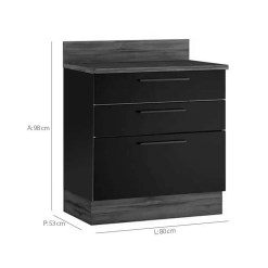Balcao Exclusive 80cm 3 Gavetas Para Cozinha Itatiaia Medidas
