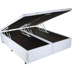Base Box Bipartida Bau King Em Corino Universal 41x203x193 Branco