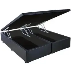 Base Box Bipartida Bau King Em Corino Universal 41x203x193 Preto