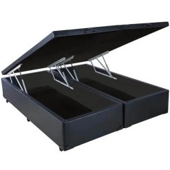 Base Box Bipartida Bau King Em Corino Universal 41x203x193 Preto