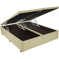 Base Box Bipartida Bau King Em Suede Universal 41x203x193 Bege