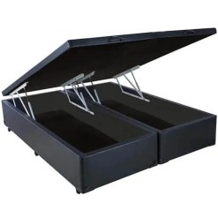 Base Box Bipartida Bau King Em Suede Universal 41x203x193 Preto