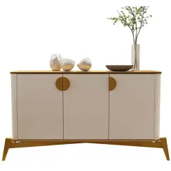 Buffet Buriti Com 3 Portas E Pes De Madeira Macica JB Bechara Off White Nature