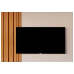 Painel Boto 180cm Para TV Ate 70 Polegadas Ripado Com LED JB Bechara Off White Nature