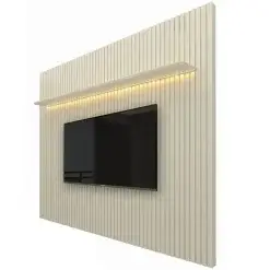 Painel Nobre Sem Nicho 230cm Para TV Ate 85 Polegadas Com LED Gelius Off White
