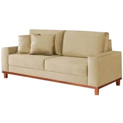 Sofa Grecia 180cm Em Linho 2 Lugares Pe Madeira Aifos Bege
