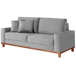 Sofa Grecia 180cm Em Linho 2 Lugares Pe Madeira Aifos Cinza