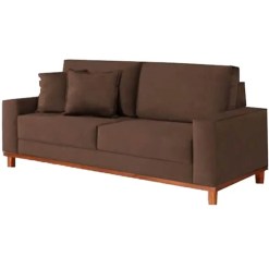 Sofa Grecia 180cm Em Linho 2 Lugares Pe Madeira Aifos Marrom