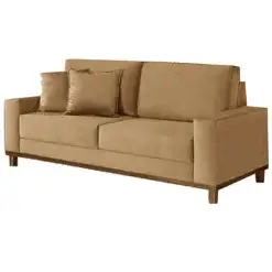 Sofa Grecia Em Suede 4 Lugares Pe Madeira 212cm Aifos Capuccino
