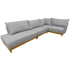 Sofa De Canto Eros Em Linho 7 Lugares Com Chaise Luxury Cinza