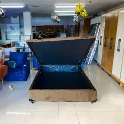 Base Box Bau Carioca Casal Tecido Suede 30x138x188 Bio Flex Foto Real