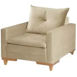 Poltrona Inglaterra Em Linho Com Almofada Solta Boareto Bege