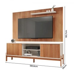 Rack Tannen Com Painel Aegon Para TV Ate 72 Polegadas 2 Portas Caemmun Medidas