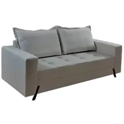 Sofa 8100 3 Lugares Em Linho Com Almofadas Soltas 198cm Boareto Cor Cinza