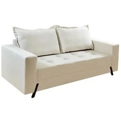 Sofa 8100 3 Lugares Em Veludo Com Almofadas Soltas 198cm Boareto Bege