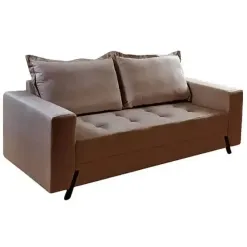 Sofa 8100 3 Lugares Em Veludo Com Almofadas Soltas 198cm Boareto Marrom