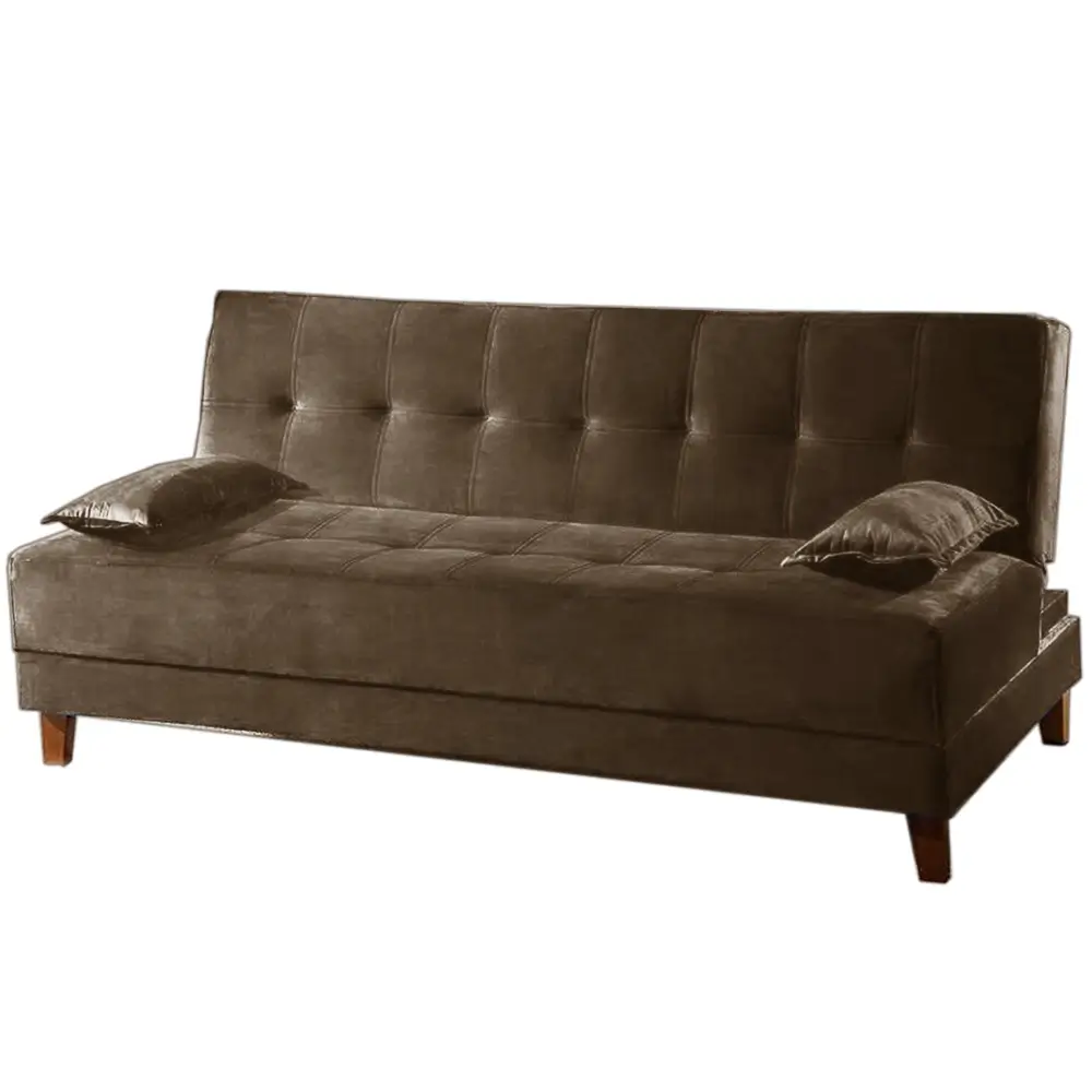Sofa Cama Arpoador 2 Lugares 185cm Tecido Suede Innove Marrom
