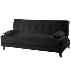 Sofa Cama Arpoador 2 Lugares 185cm Tecido Suede Innove Preto