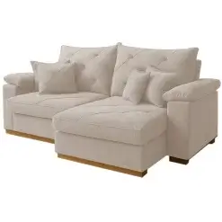 Sofa Gran Plus 200cm Em Linho 3 Lugares Com Molas Ensacadas Retratil E Reclinavel Imperio Bege
