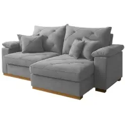 Sofa Gran Plus 200cm Em Linho 3 Lugares Com Molas Ensacadas Retratil E Reclinavel Imperio Cinza