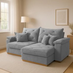 Sofa Gran Plus 200cm Em Veludo 3 Lugares Com Molas Ensacadas Retratil E Reclinavel Imperio