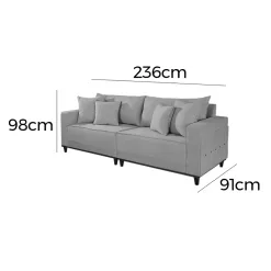 Sofa Living Lufer Em Linho 4 Lugares Com Almofadas Soltas 236cm Medidas