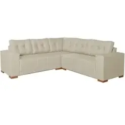 Sofa De Canto Bonfim 7 Lugares 236cm X 236cm Tecido Linho Lufer Bege