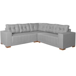 Sofa De Canto Bonfim 7 Lugares 236cm X 236cm Tecido Linho Lufer Cinza