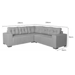 Sofa De Canto Bonfim 7 Lugares 236cm X 236cm Tecido Linho Lufer Medidas