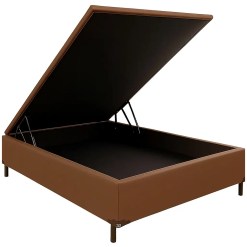 Base Box Bau Carioca Casal Em Corino 30x138x188 Bio Flex Marrom