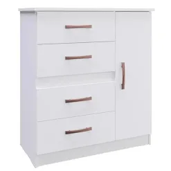 Comoda Caribe Doripel 4 Gavetas 1 Porta Branco