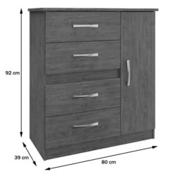 Comoda Caribe Doripel 4 Gavetas 1 Porta Medidas