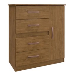 Comoda Caribe Doripel 4 Gavetas 1 Porta Nogueira
