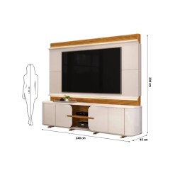 Estante Lord Para TV Ate 75 Polegadas Ripado 4 Portas DJ Medidas