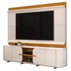 Estante Lord Para TV Ate 75 Polegadas Ripado 4 Portas DJ Off White Freijo