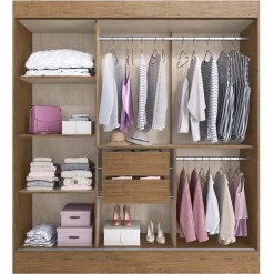 Guarda Roupa Londres Casal 3 Portas 2 Gavetas Doripel Interno